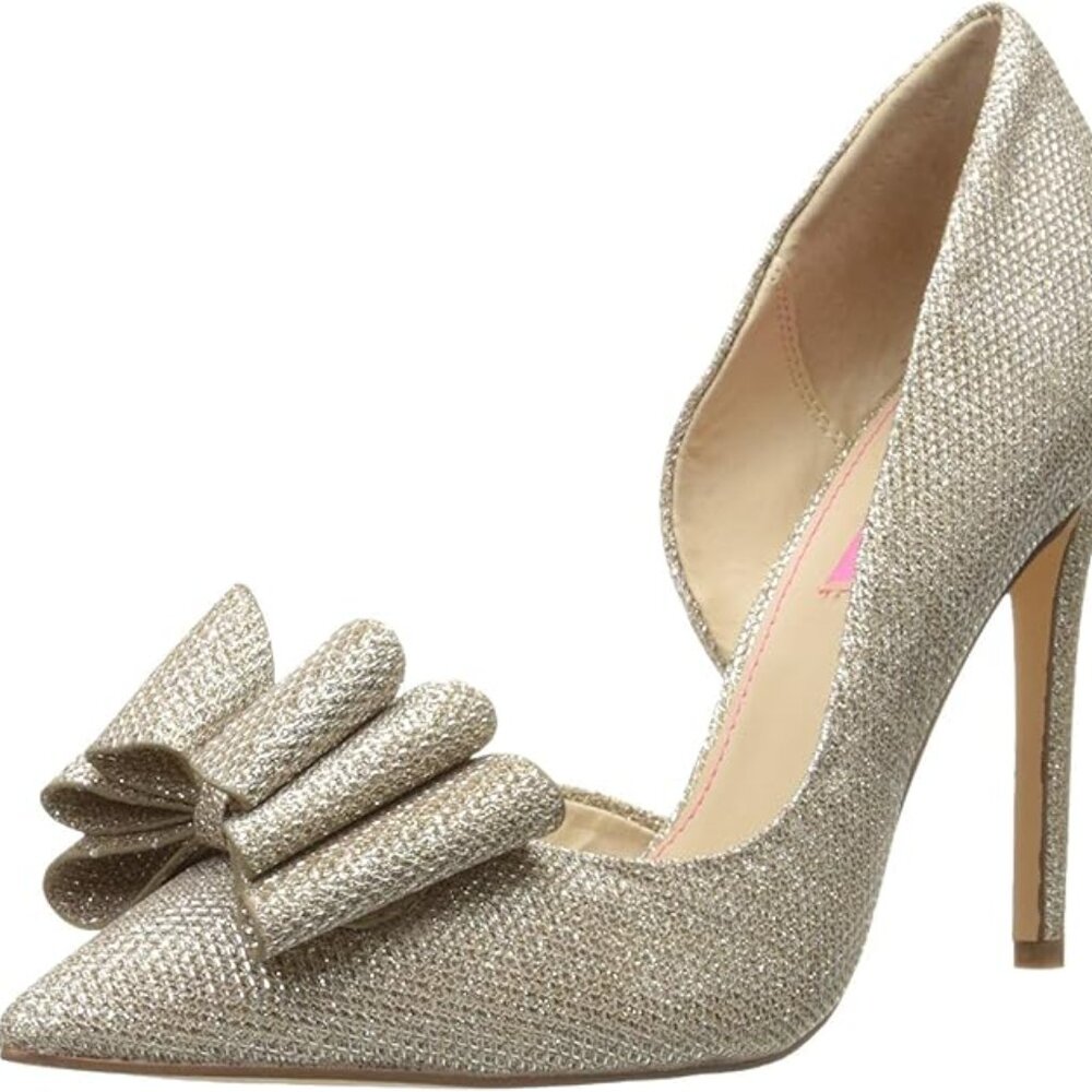 PRICE IS FIRM: Betsey Johnson Women's PRINCE d'Orsay Pump in Shimmery Gold - Picture 2 of 8